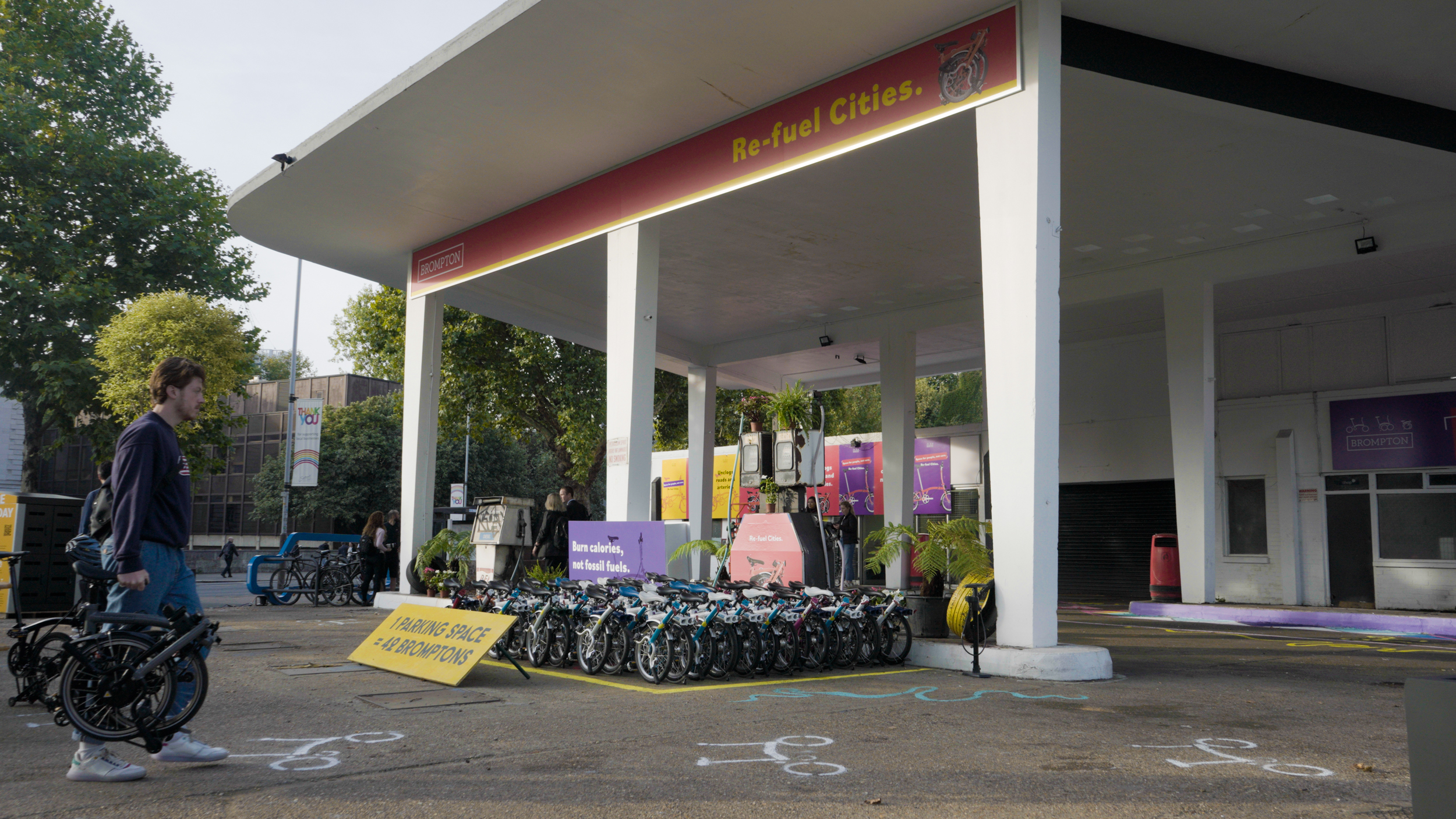 Brompton turns petrol station into green transport hub for car free day