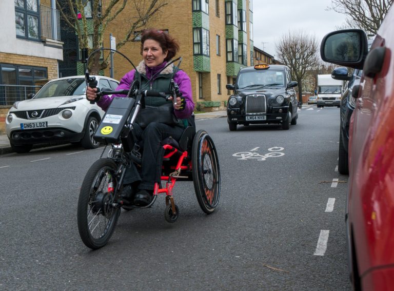 “It’s a lot less scary for me to move as a disabled cyclist than as a wheelchair user”